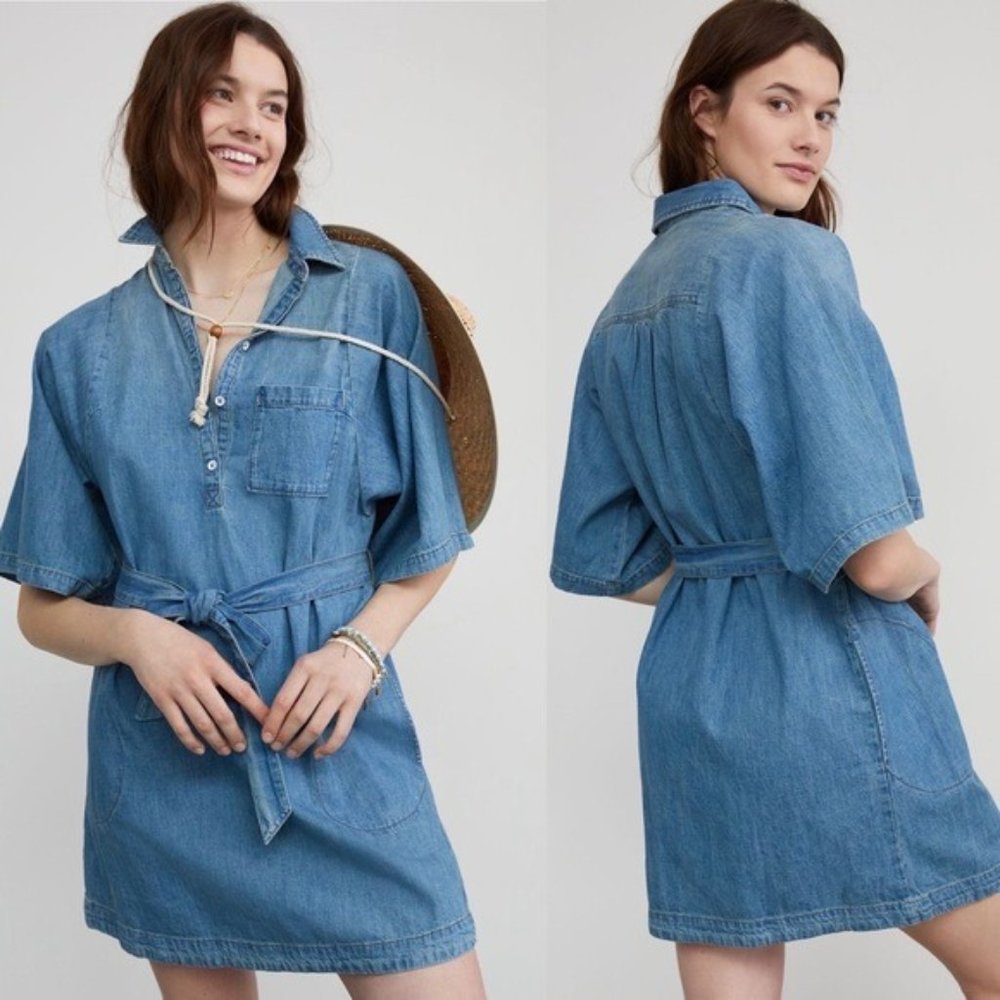 Anthropologie Blue Denim Dress